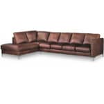 Dark Brown Leather Modern Sectional Sofa