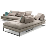 Tan Modern Leather Sectional Sofa