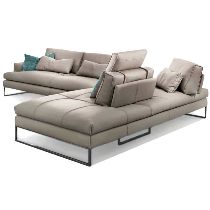 Sunset Sectional Modern Leather, Modern Beige Leather Sectional Sofa