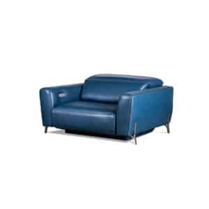 Turin Blue Modern Leather Recliner Lounge Chair