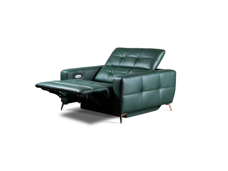 The Verona Chair Green Leather, Contemporary Leather Recliner