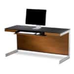 modern office desk with wood and metal accents
