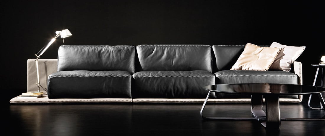 Black Modern Italian leather sofa from Gamma