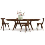 Dark Brown Wooden Dining Room Set with High Back Modern Dining Chairs
