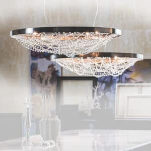 Crystal Pendant Modern Chandelier in a Kitchen