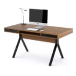Contemporary Platform Desk with Open Center Shelf for Modern Home Office