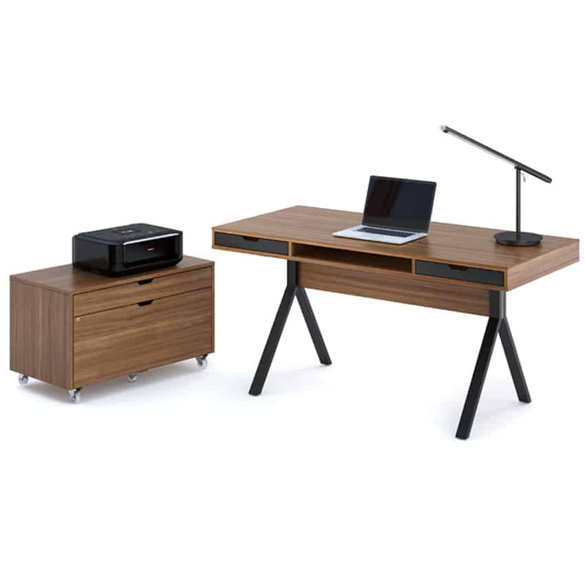 Modern Wooden Home Office Set with Desk and File Cabinet