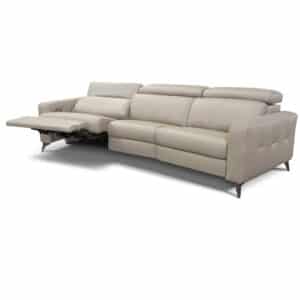 Modern Tan Leather Reclining Sofa for a Contemporary Living Room
