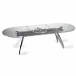 Round Modern Dining Table with Glass Extendable Top