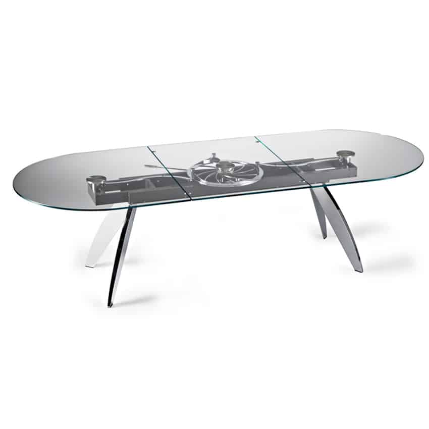 Modern Extendable Dining Table, Round Glass Extending Dining Table