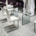 All glass contemporary dining table