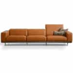 Contemporary Leather Living Room Sofa with Extendable Headrest