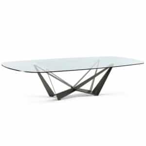 Skorpio Contemporary Glass Dining Table in Ceramic, Wood, or Glass