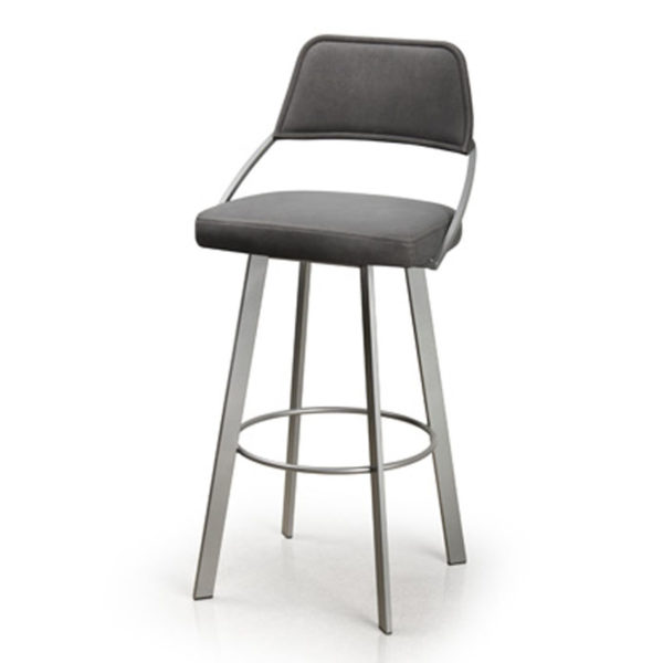 Grey Leather Swiveling Bar Stool for a Modern Kitchen