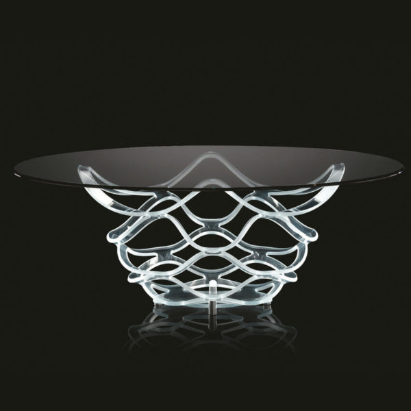 Neolitico Modern Round Glass Dining Table for a Contemporary Dining Room