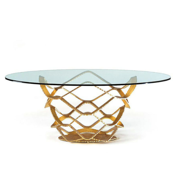 Gold and Glass Modern Dining Table Design
