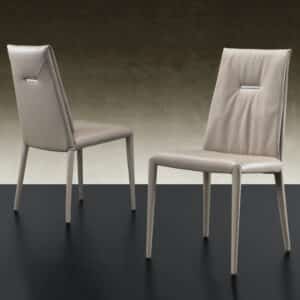 Taupe Soft Leather Dining Chair with Upholstered Legs San Fran Design