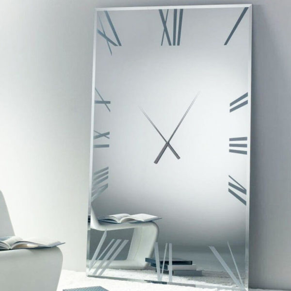 Rectangular Titanium Modern Glass Wall Clock for Contemporary Design