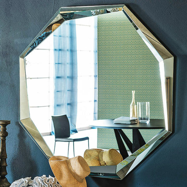 Contemporary Decorative Wall Mirror with Geometric Frame