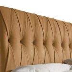 Tan Leather Contemporary Headboard & Bed Frame for a Modern Bedroom