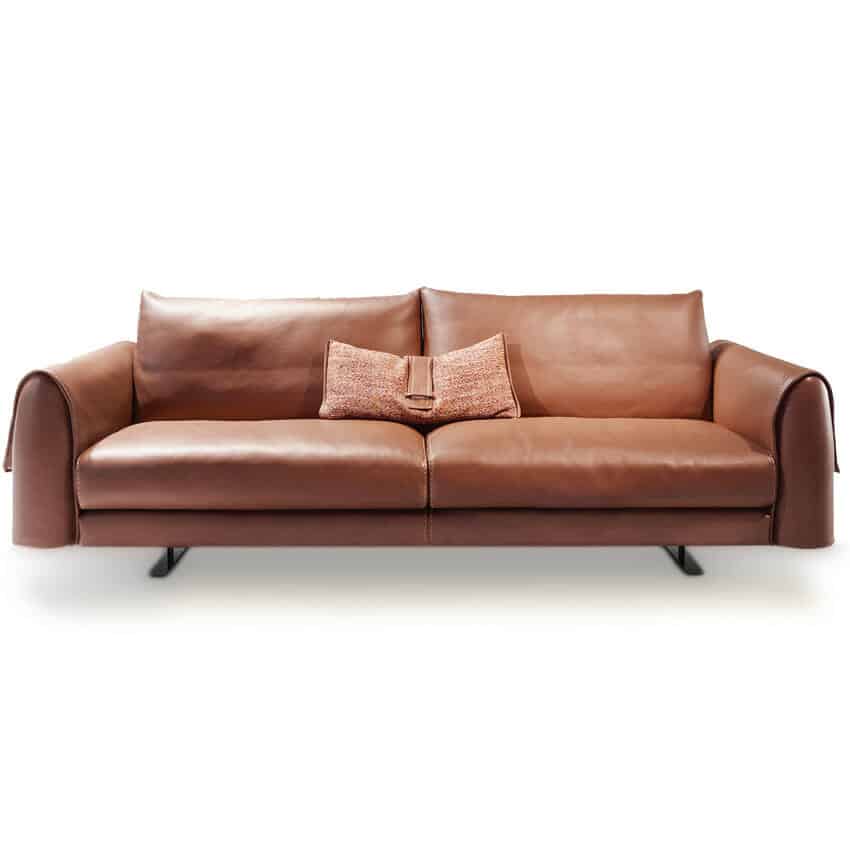 Karl Modern Leather Sofa Contemporary, Mid Century Modern Leather Sofa