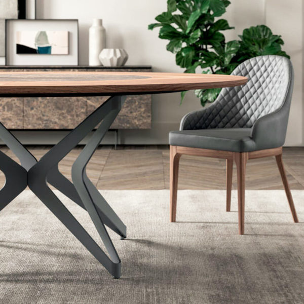 DNA Contemporary Dining Room Table with Wood & Metal Finish