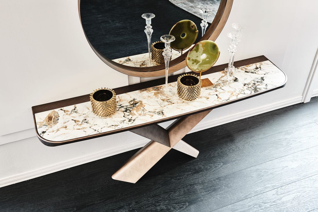 Modern marble console table and mirror 