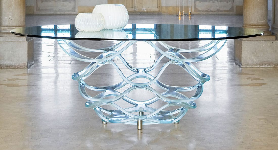 Modern glass dining table