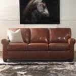 Savoy Leather Sofa on display