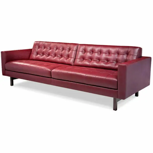 Parker Modern Red Leather Sofa With Tufting