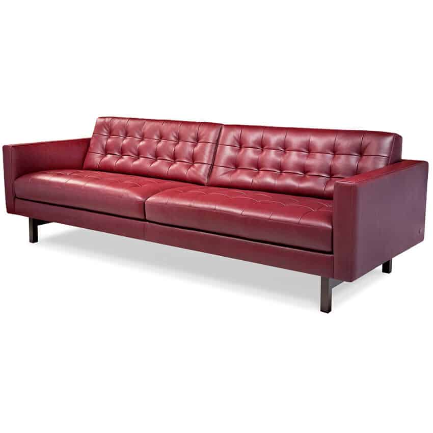 The Parker Leather Sofa Modern, Red Leather Sofa Cushions