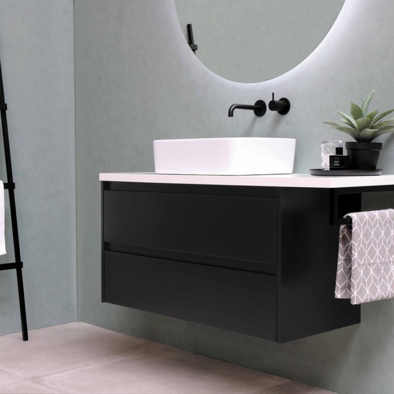 Contemporary bathroom design with modern sink & mirror