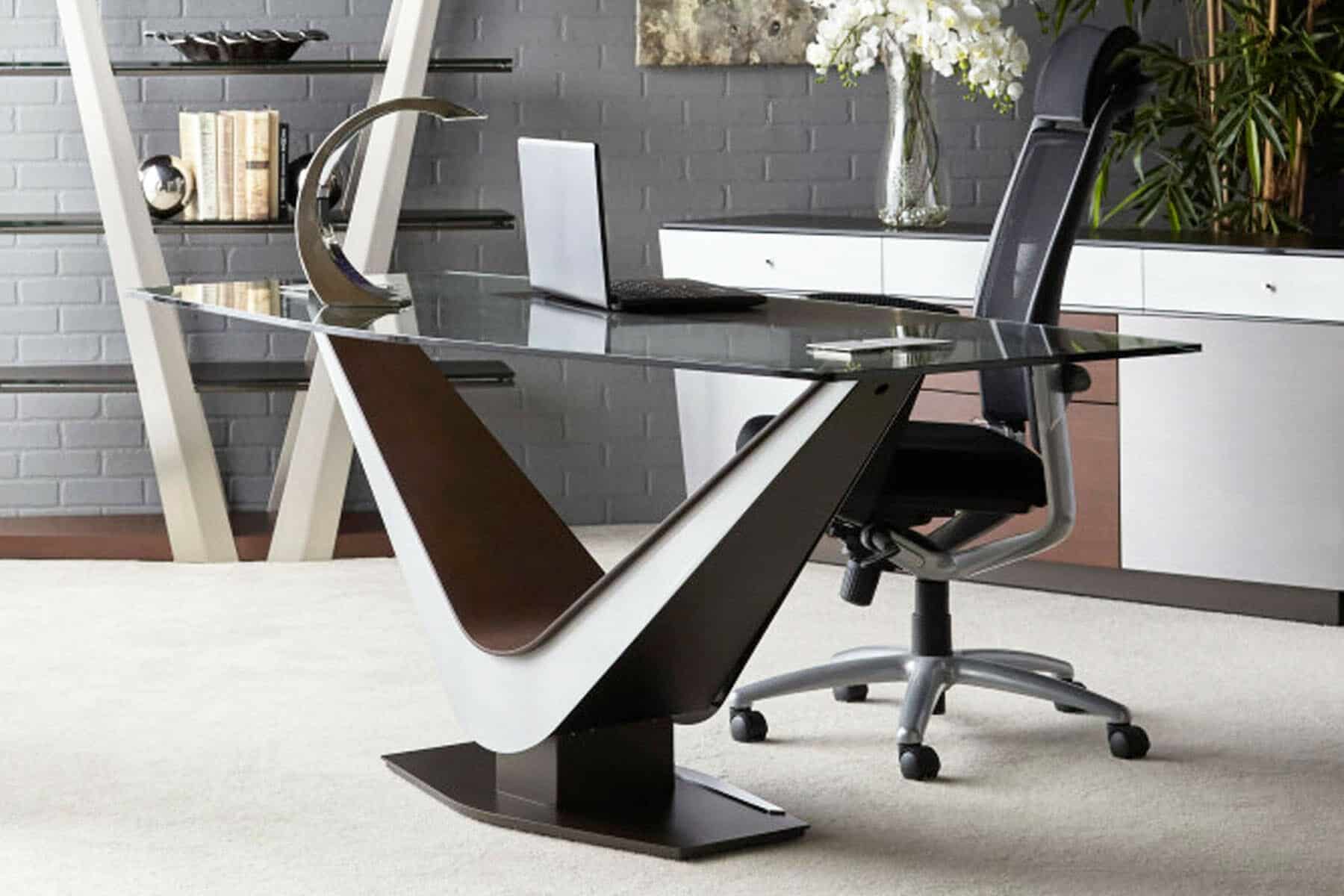 Modern Office Desk With Glass Top from San Francisco Design