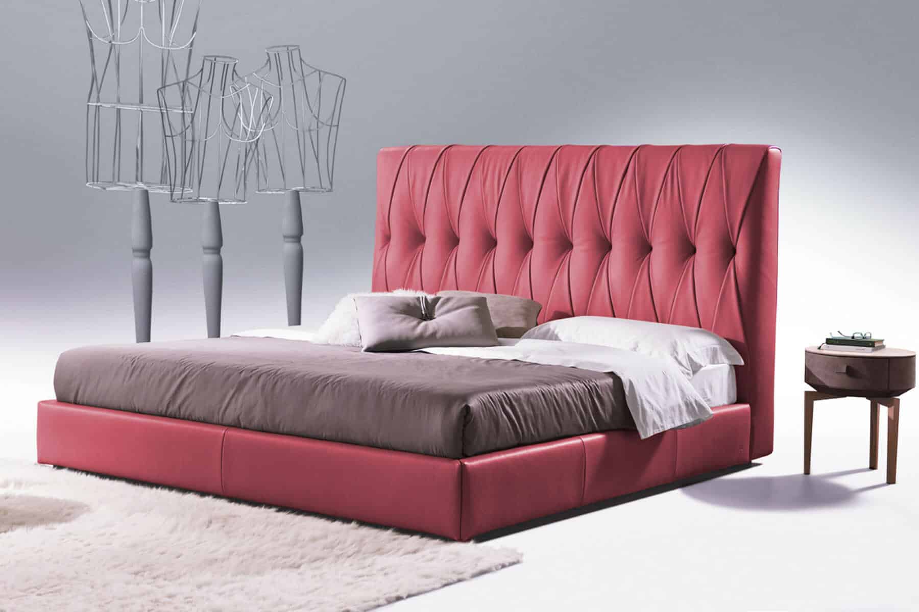 Upholstered Leather Contemporary Bed Frame
