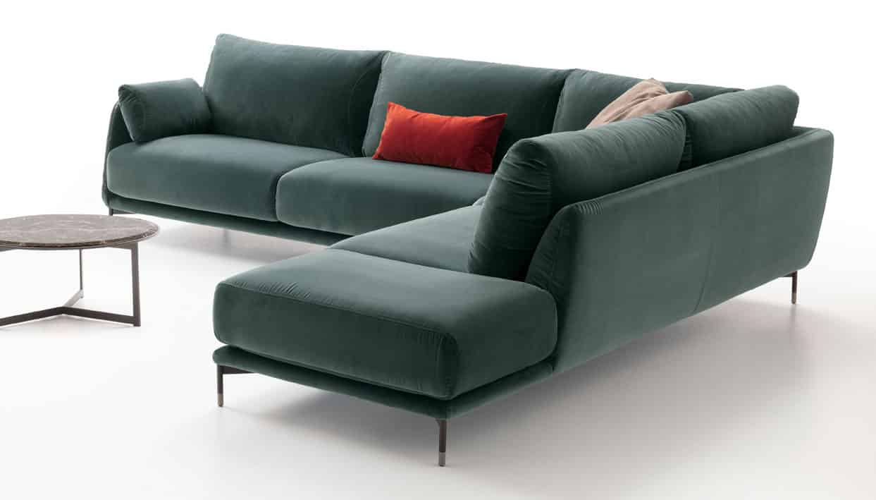 Teal fabric modern sectional from Italy