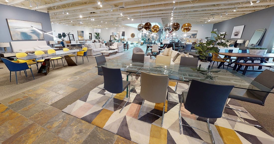 Our Salt Lake City store featuring a modern dining room furniture set found at San Francisco Design's Salt Lake City Showroom
