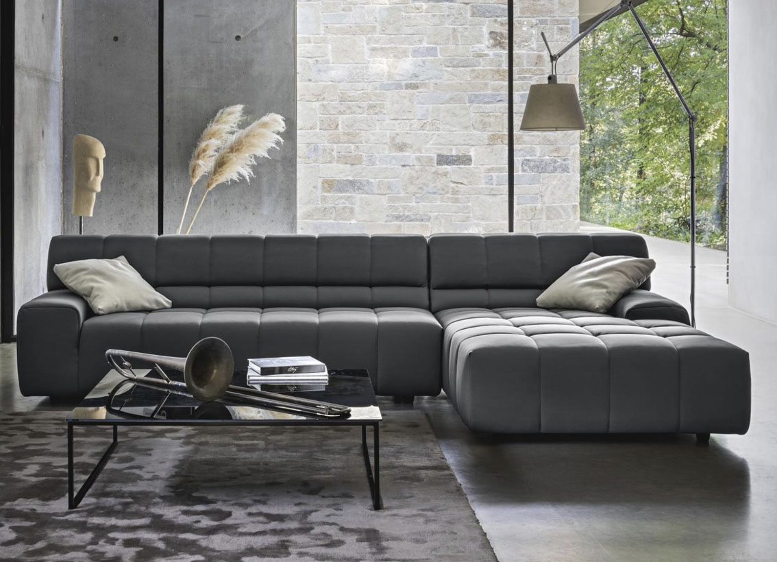 Modern Leather sofa simple detailing