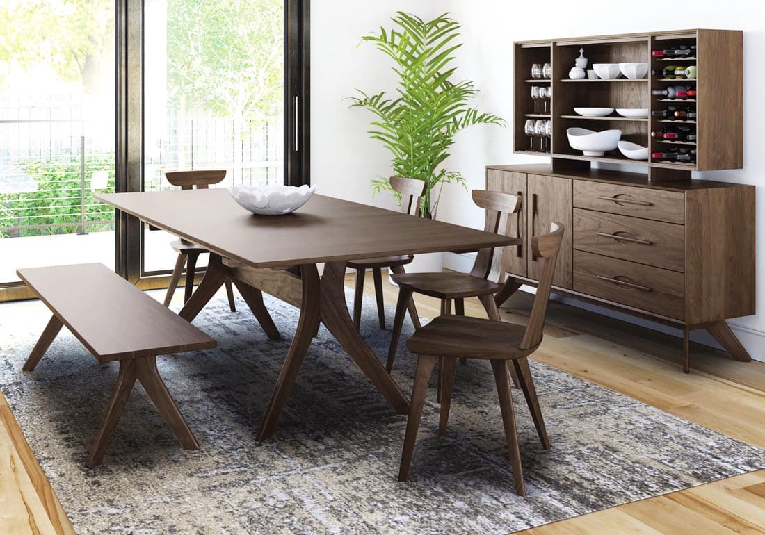 Handcrafted from solid Walnut The Audrey Modern Dining Table from San Francisco Design