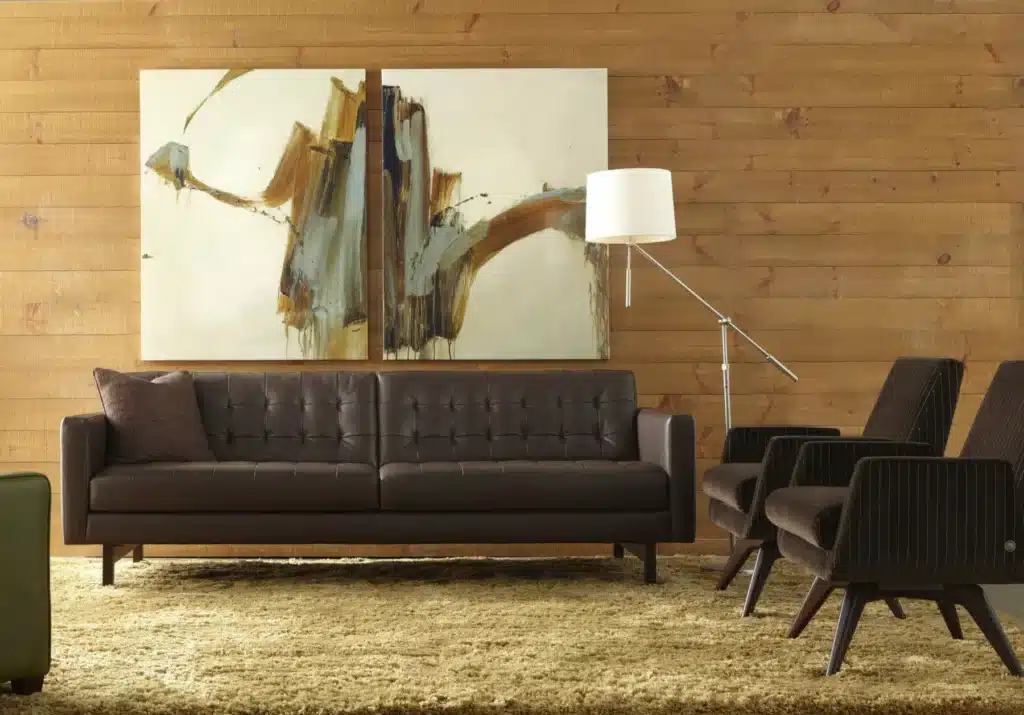A classic mid-century modern sofa, the Parker Leather Sofa from San Francisco Design