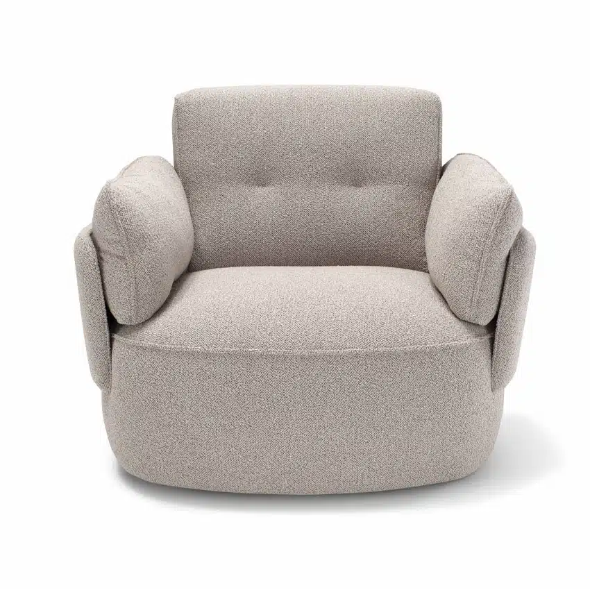 modern boucle swivel chair